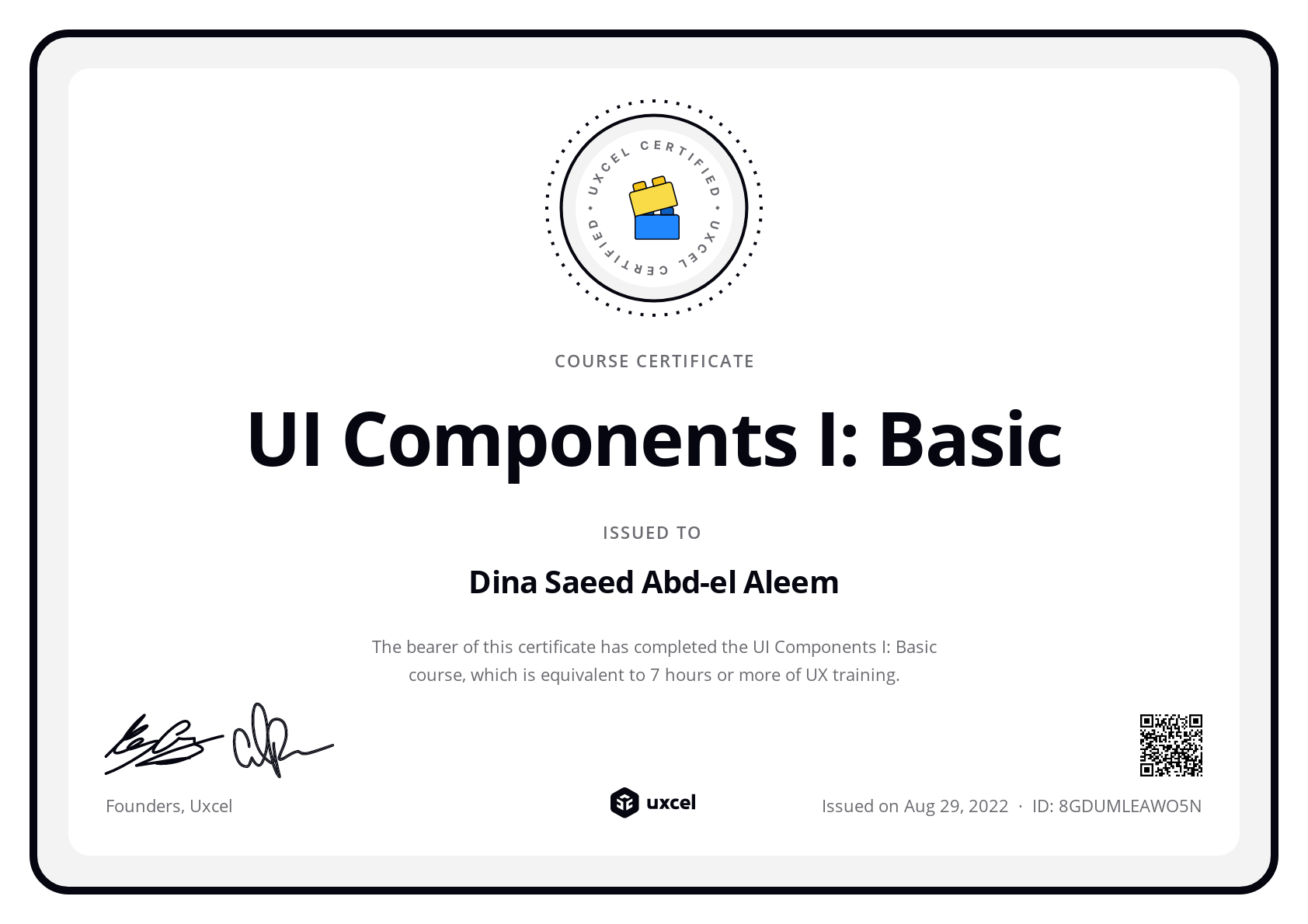 Dina Saeed Abd-el Aleem's certificate